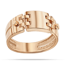 обзорное фото Кольцо с массивной центральной частью и боковыми звеньями как у браслета для часов 040386 Золотые кольца без вставок обзорное фото Кольцо с массивной центральной частью и боковыми звеньями как у браслета для часов 040386  Золотые кольца без вставок