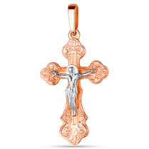 обзорное фото Золотой крестик с белым Распятием 024152  Золотые крестики