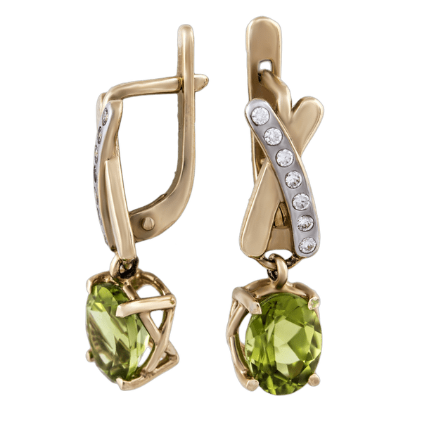 Золоті сережки з хризолітом 102605 детальне зображення ювелірного виробу