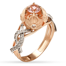 обзорное фото Оригинальное золотое кольцо с морганитом и фианитами 030456 Золотые кольца с морганитом обзорное фото Оригинальное золотое кольцо с морганитом и фианитами 030456  Золотые кольца с морганитом