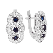 обзорное фото Серьги в белом золоте с сапфирами и бриллиантами 026558 Золотые серьги с сапфиром обзорное фото Серьги в белом золоте с сапфирами и бриллиантами 026558  Золотые серьги с сапфиром