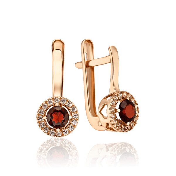 женские серьги с гранатом и фианитами женские серьги с гранатом и фианитами