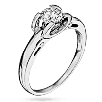 обзорное фото Стильное помолвочное кольцо в белом золоте с бриллиантами 039846  Золотые кольца с бриллиантами