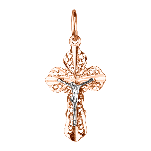 Красивый золотой ажурный крест с алмазной гранью и распятием 027047 детальное изображение ювелирного изделия Золотые крестики православные Красивый золотой ажурный крест с алмазной гранью и распятием 027047 детальное изображение ювелирного изделия Золотые крестики православные