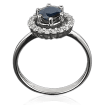обзорное фото Кольцо из белого золота с сапфиром и бриллиантами 1078/1 Золотые кольца с сапфиром обзорное фото Кольцо из белого золота с сапфиром и бриллиантами 1078/1  Золотые кольца с сапфиром