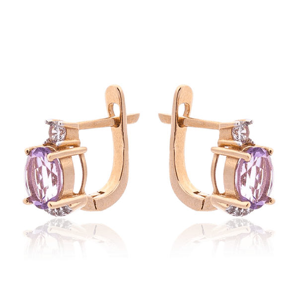 серьги аметист в золоте с английским замком серьги аметист в золоте с английским замком