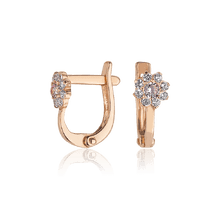 обзорное фото Золотые серьги с фианитами 028214  Серьги с камнями