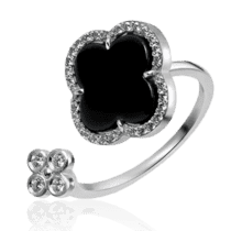 обзорное фото Серебряное кольцо Клевер 037751  Серебряные кольца с фианитом