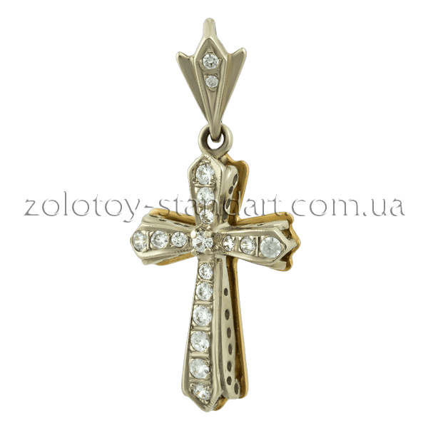 Золотой крестик с цирконием 104015 детальное изображение ювелирного изделия Золотые крестики Золотой крестик с цирконием 104015 детальное изображение ювелирного изделия Золотые крестики