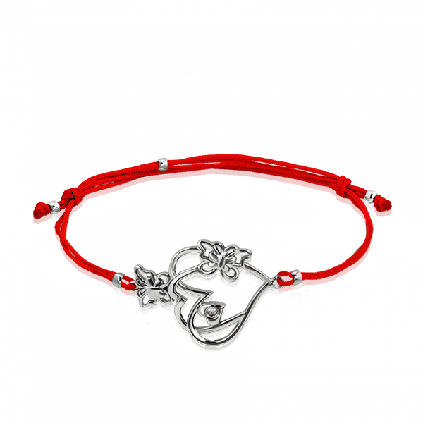 Красная шамбала с серебряным Сердцем и Бабочками 026147 детальное изображение ювелирного изделия Серебряные женские браслеты Красная шамбала с серебряным Сердцем и Бабочками 026147 детальное изображение ювелирного изделия Серебряные женские браслеты