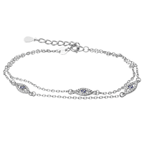 обзорное фото Двойной браслет оберег Око Фатимы с эмалью и фианитами 925 пробы 039731 Серебряные женские браслеты обзорное фото Двойной браслет оберег Око Фатимы с эмалью и фианитами 925 пробы 039731  Серебряные женские браслеты