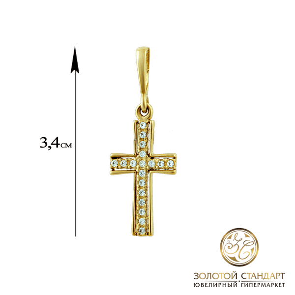 Золотой крестик с россыпью фианитов Золотой крестик с россыпью фианитов