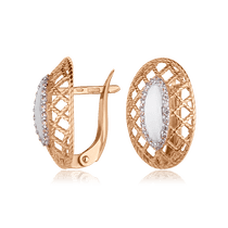 обзорное фото Золотые серьги с цирконием 420974  Золотые серьги с фианитом