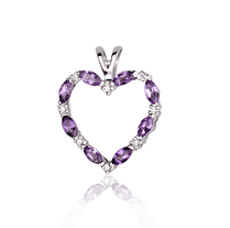 обзорное фото Золотая подвеска с бриллиантами и аметистами Сердце Р0345 Золотые кулоны с аметистом обзорное фото Золотая подвеска с бриллиантами и аметистами Сердце Р0345  Золотые кулоны с аметистом