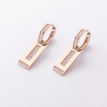 обзорное фото Золотые глянцевые серьги-конго с фианитами 041015 Золотые серьги с фианитом обзорное фото Золотые глянцевые серьги-конго с фианитами 041015  Золотые серьги с фианитом