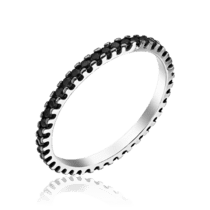 обзорное фото Серебряное кольцо ореол с черными фианитами 035928  Серебряные кольца