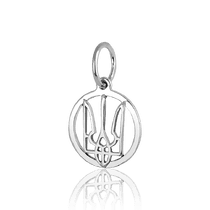 обзорное фото Серебряный подвес Тризуб в круге 037429  Серебряная Украинская символика