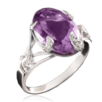 обзорное фото Серебряное кольцо с аметистом 023218 Серебряные кольца со вставками обзорное фото Серебряное кольцо с аметистом 023218  Серебряные кольца со вставками