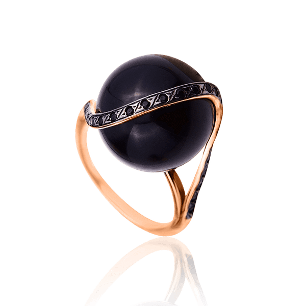 Золотое кольцо с агатом Черный Шар 030354 детальное изображение ювелирного изделия Золотые кольца Золотое кольцо с агатом Черный Шар 030354 детальное изображение ювелирного изделия Золотые кольца