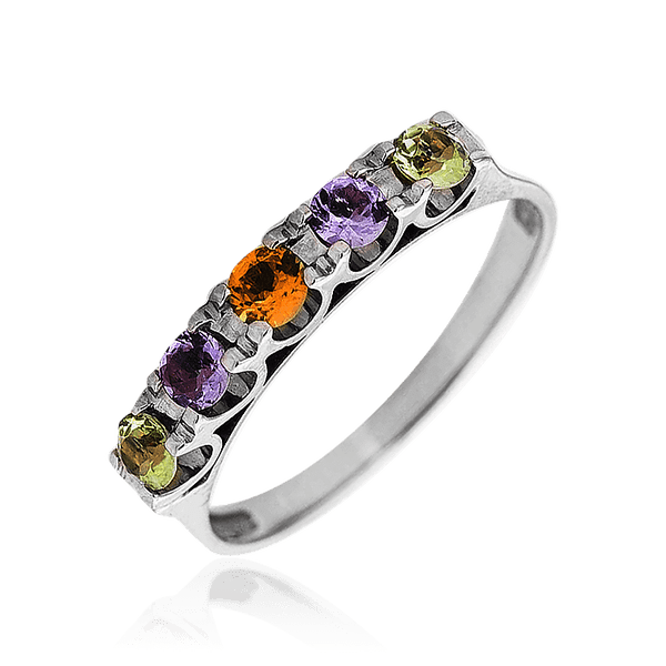 кольцо в белом золоте с цветными камнями кольцо в белом золоте с цветными камнями