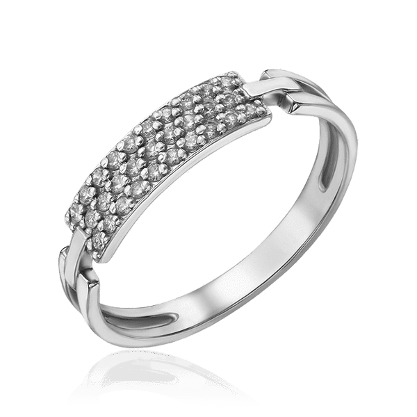 Кольцо из белого золота с бриллиантовыми вставками 034650 детальное изображение ювелирного изделия Золотые кольца Кольцо из белого золота с бриллиантовыми вставками 034650 детальное изображение ювелирного изделия Золотые кольца