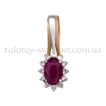 обзорное фото Золотой подвес с рубином и бриллиантами 3892 Золотые кулоны с рубином обзорное фото Золотой подвес с рубином и бриллиантами 3892  Золотые кулоны с рубином