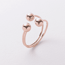 обзорное фото Разомкнутое двойное кольцо в красном золоте с шариками 040975  Золотые кольца без вставок