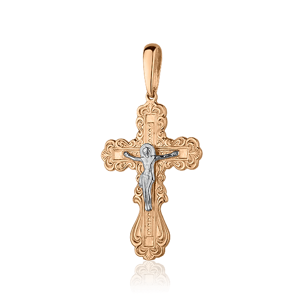 Крестик с Распятием из красного и белого золота Крестик с Распятием из красного и белого золота