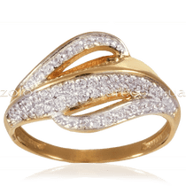 оглядове фото Золоте кільце з фіанітами 12305