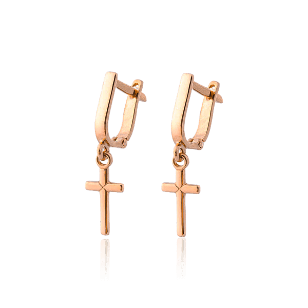 Золотые серьги крестик Золотые серьги крестик