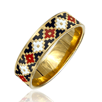 обзорное фото Золотое кольцо с эмалью Вышиванка 037214 Золотые кольца с эмалью обзорное фото Золотое кольцо с эмалью Вышиванка 037214  Золотые кольца с эмалью