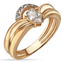 обзорное фото Кольцо в комбинированном золоте с фианитами 038807  Золотые кольца с фианитом