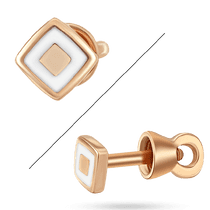 обзорное фото Золотая одинарная (моно) серьга гвоздик с белой эмалью 585 пробы 039343 Золотые одинарные серьги обзорное фото Золотая одинарная (моно) серьга гвоздик с белой эмалью 585 пробы 039343  Золотые одинарные серьги