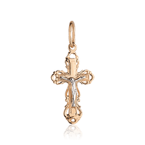 обзорное фото Золотой крест Распятием 028147 Золотые крестики православные обзорное фото Золотой крест Распятием 028147  Золотые крестики православные