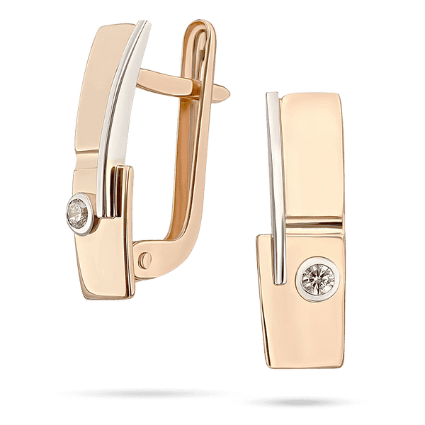 Золотые серьги с фианитом в оригинальном исполнении 035667 детальное изображение ювелирного изделия Золотые серьги