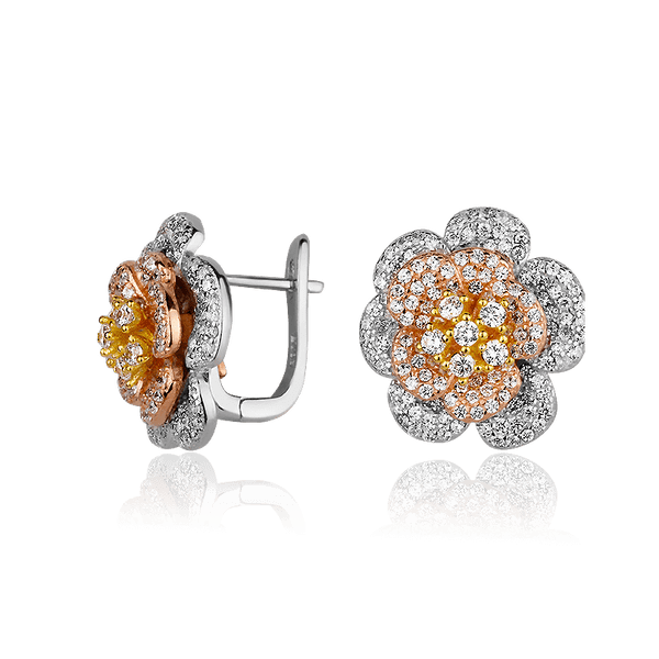 Серебряные серьги Райские цветы с фианитами 027994 детальное изображение ювелирного изделия Серебряные серьги с камнями Серебряные серьги Райские цветы с фианитами 027994 детальное изображение ювелирного изделия Серебряные серьги с камнями