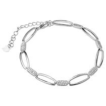 обзорное фото Женский серебряный браслет в фантазийном плетении и с белыми фианитами 925 проба 039718 Серебряные женские браслеты обзорное фото Женский серебряный браслет в фантазийном плетении и с белыми фианитами 925 проба 039718  Серебряные женские браслеты