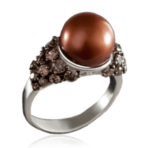обзорное фото Серебряное кольцо с жемчугом 023232  Серебряные кольца со вставками