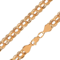 обзорное фото Цепочка из красного золота тройной Бисмарк 031922 Золотые цепочки плетение Бисмарк обзорное фото Цепочка из красного золота тройной Бисмарк 031922  Золотые цепочки плетение Бисмарк