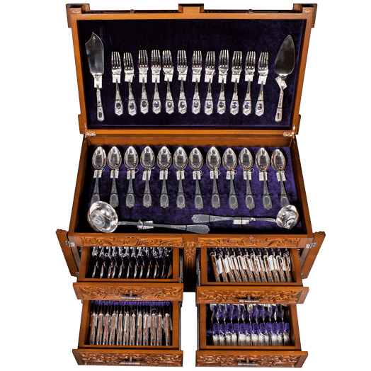 Столовый набор на 12 персон 024309 детальное изображение ювелирного изделия Наборы столового серебра Столовый набор на 12 персон 024309 детальное изображение ювелирного изделия Наборы столового серебра