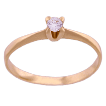 обзорное фото Золотое кольцо с фианитом 151380  Золотые кольца для помолвки с цирконием