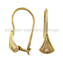 обзорное фото Детские золотые серьги с цирконием 470708  Серьги с камнями