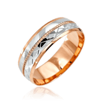 обзорное фото Обручальное кольцо из комбинированного золотас алмазной гранью 036764  Золотые кольца