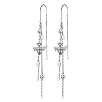 обзорное фото Серебряные серьги протяжки Пчелы и Соты 031152  Серебряные серьги без вставок