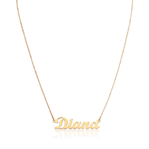 обзорное фото Колье золотое с именем Diana 034227 Именные золотые колье обзорное фото Колье золотое с именем Diana 034227  Именные золотые колье