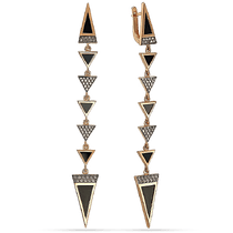 обзорное фото Золотые длинные вечерние серьги с агатом 038625 Золотые серьги с агатом обзорное фото Золотые длинные вечерние серьги с агатом 038625  Золотые серьги с агатом