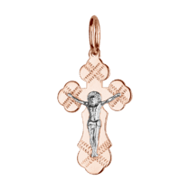 обзорное фото Золотой крестик с распятием 037789  Золотые крестики православные
