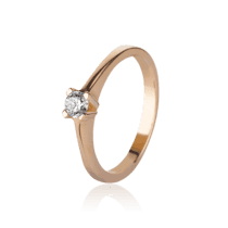 обзорное фото Золотое кольцо с фианитом 028233  Золотые кольца для помолвки с цирконием