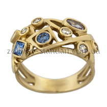 обзорное фото Золотое кольцо 101442  Золотые кольца с фианитом