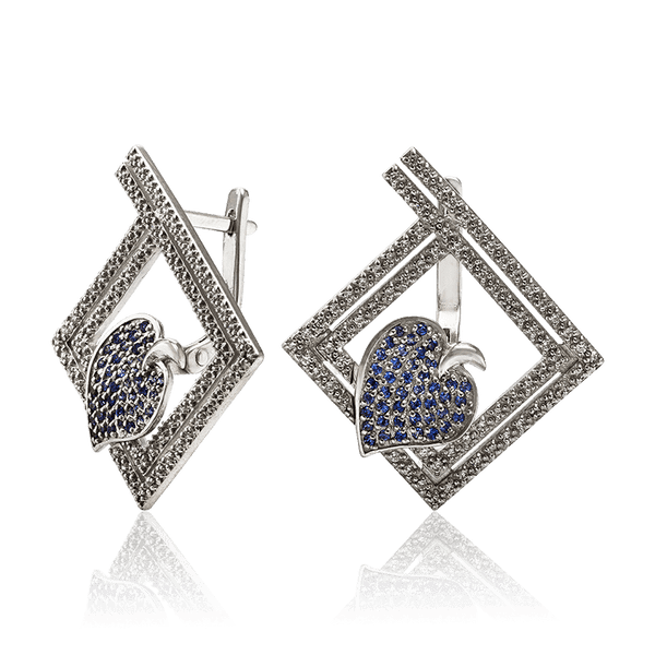 Блестящие серебряные серьги с фианитами Листик 034206 детальное изображение ювелирного изделия Серебряные серьги Блестящие серебряные серьги с фианитами Листик 034206 детальное изображение ювелирного изделия Серебряные серьги